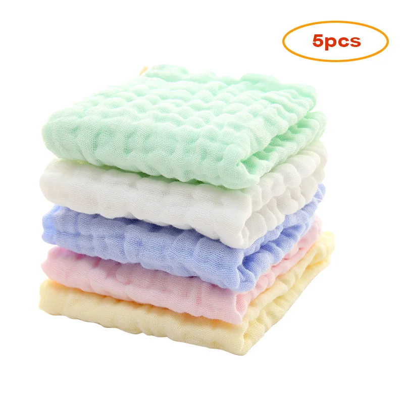 5pcs Baby Muslin Washcloths Natural Muslin Cotton Baby Wipes Newborn Baby Face Towel muslin Towel Handkerchief Wipe Towel