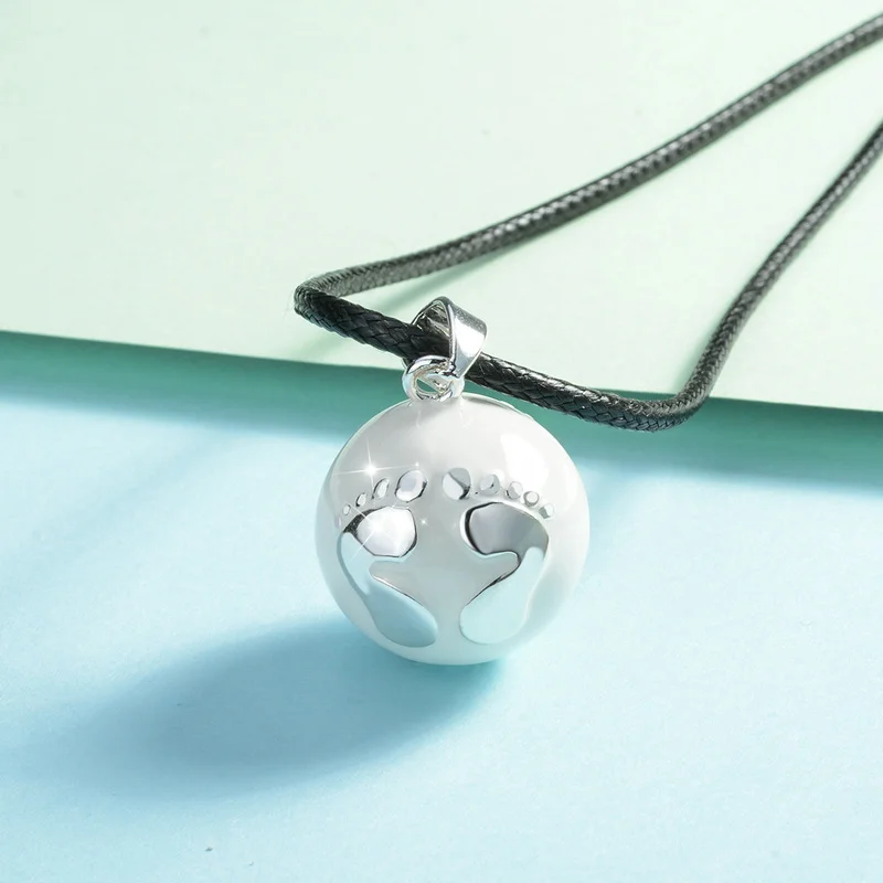 Eudora Pregnancy bola White harmony Pendant baby feet harmony ball Necklace for pregnant woman pregnancy gift new mom gift