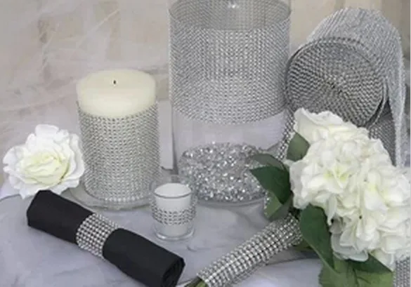 

One roll 4.5 inch Bling Diamond mesh Wrap ribbon Rhinestone Mesh Crystal Ribbon