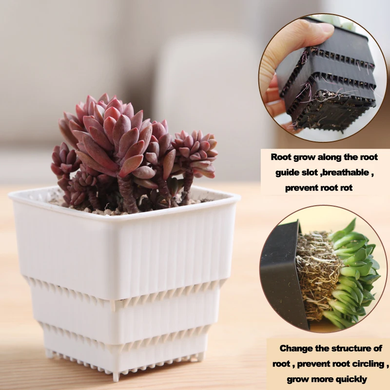 Meshpot 16-Pack Succulents Pots Plastic Flower Pot Plants Container Seedlings Nursery Supplies Home Decoration (Inner Dia. 6CM)