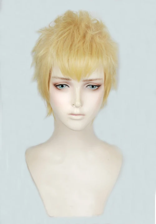 Game P5 Persona 5 Ryuji Sakamoto Hair Short Milk Blonde Layered Heat Resistant Cosplay Costume Wig + Free Wig Cap