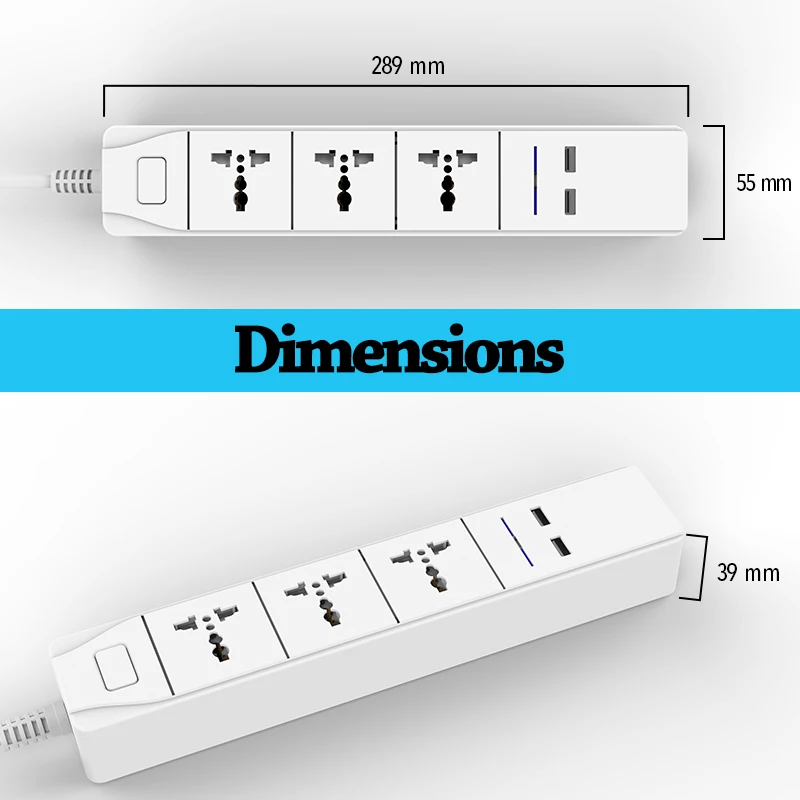 Inteligentne sterowanie zasilaniem przez wi-fi Strip z uniwersalnym 3 gniazdem 2 stacja ładująca USB działa z Alexa Google Home Assistant UK/AU/EU/India Plugs