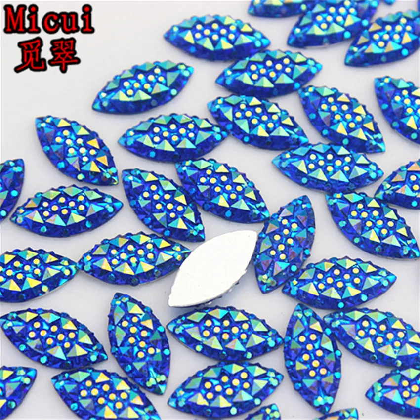 100pcs 7*15mm Marquise Crystal AB Resin Rhinestones Horse Eye Crystals Stones Applique Non Hotfix for DIY Garment Crafts MC192