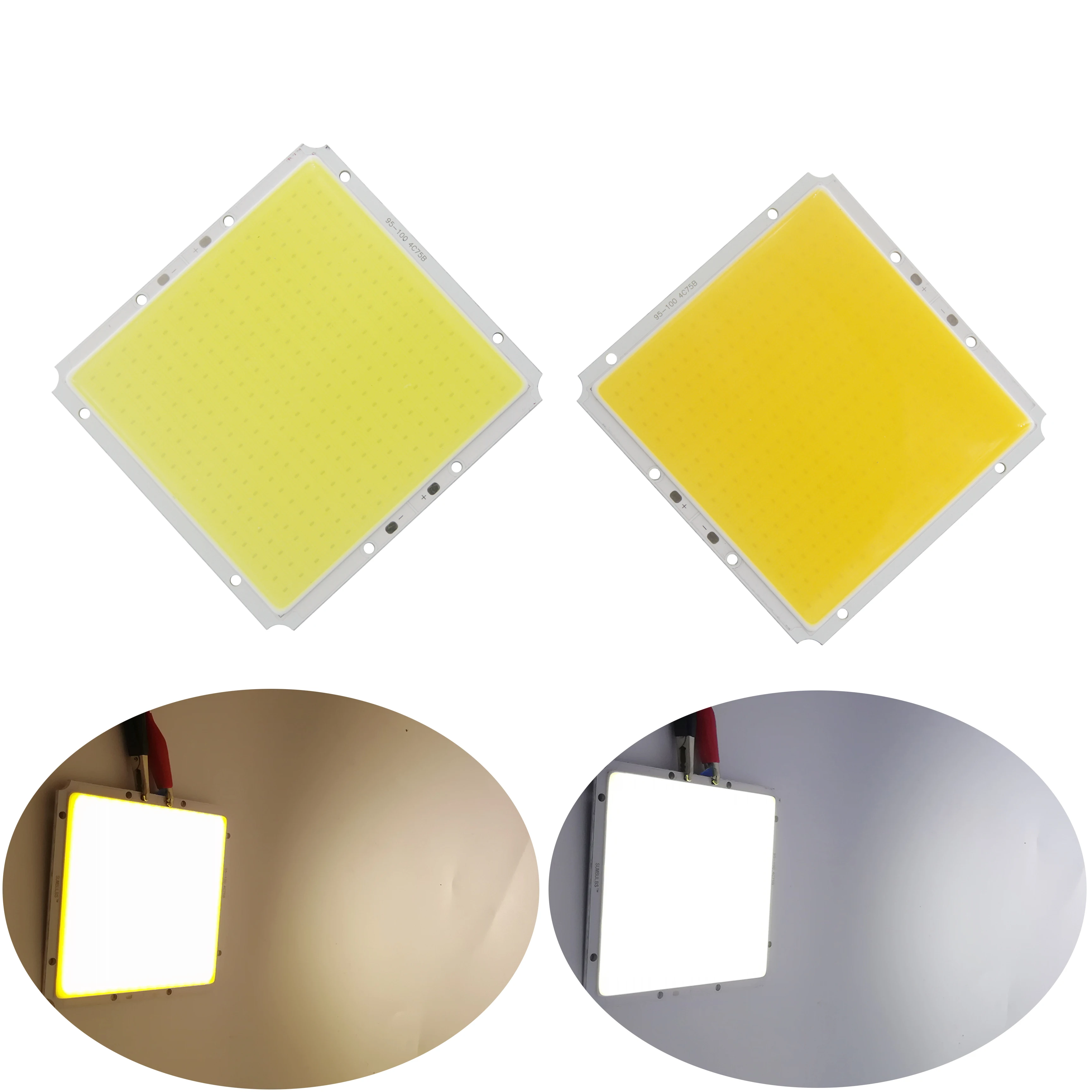 10pcs 100*95mm 50W 12V Dc Square LED COB Strip White Warm White LED FLIP Chip on Board Lamp High Bright Matrix Bulb Outdoor Camp