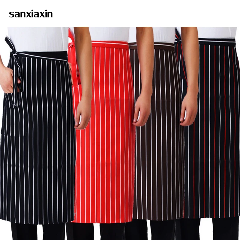 

Wholesale Kitchen Cooking Aprons Work Dining Half-length Long Waist Apron Catering Chef Hotel Waiters Uniform Essential Supplies