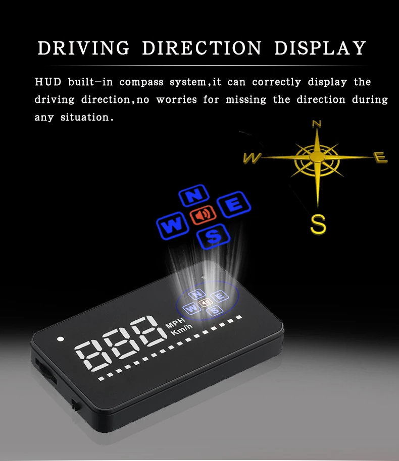 Compatibile con Tutte Le Auto Velocità Del Proiettore GPS Digitale Tachimetro Auto A2 Elettronica Head Up Display Auto HUD Parabrezza Proiettore