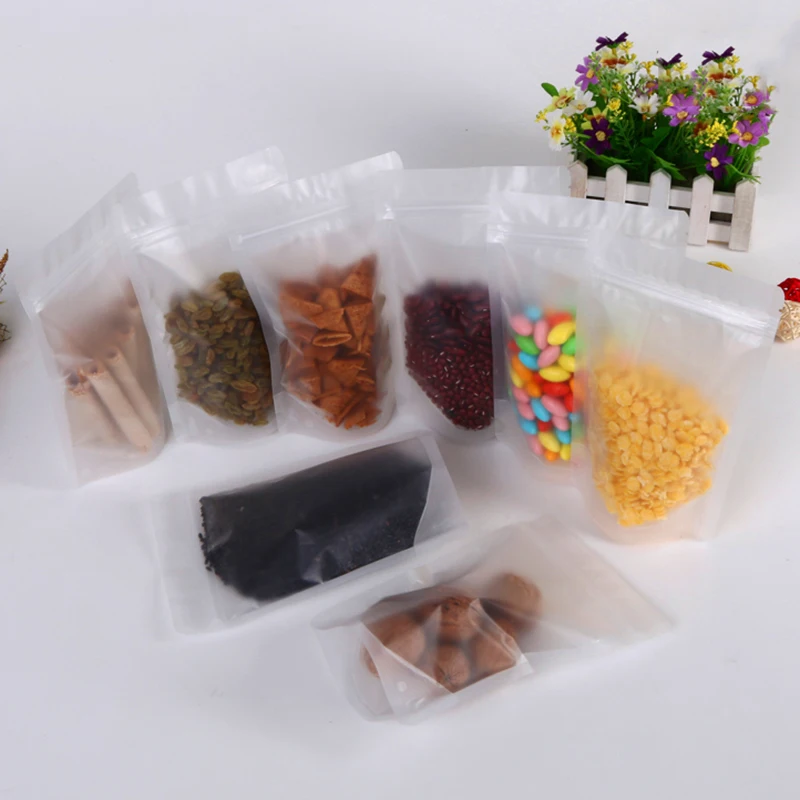 Frosted Clear Plastic Zip Lock Packing Bag Stand Up Pouch Resealable Doypack Zipper Food Coffee Storage Packaging Bag