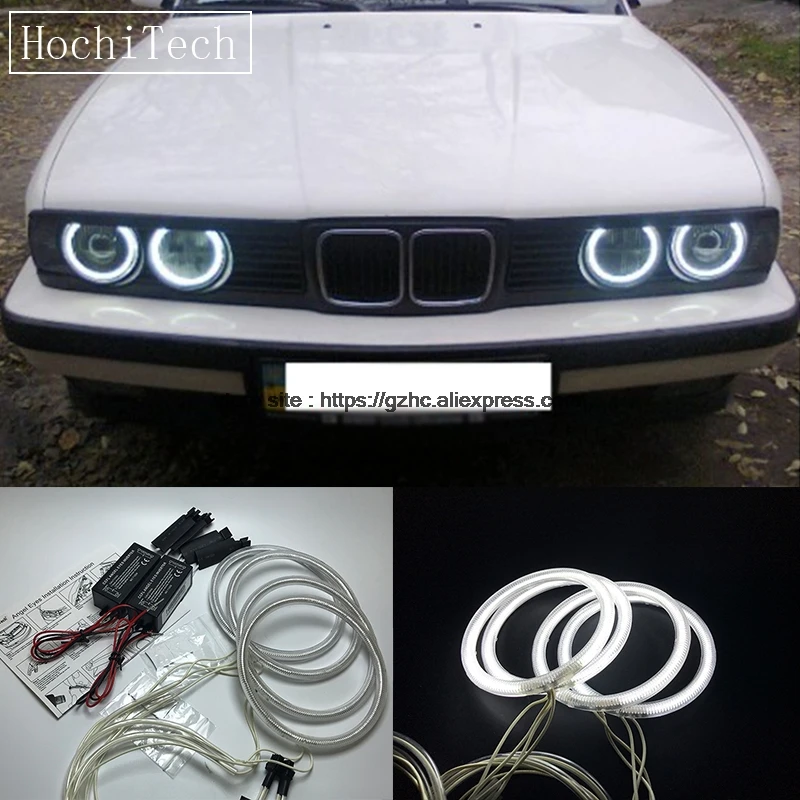 

HochiTech For BMW E30 E32 E34 1984-1990 Ultra Bright Day Light DRL CCFL Angel Eyes Demon Eyes Kit Warm White Halo Ring 120mm*4