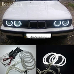 HochiTech For BMW E30 E32 E34 1984-1990 Ultra Bright Day Light DRL CCFL Angel Eyes Demon Eyes Kit Warm White  Ring 120mm*4