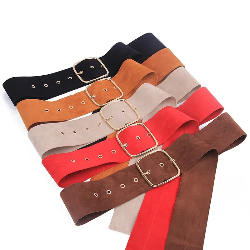 Newest brown coat belt women\'s belts long gold pin buckle sweater bundle jacket waist skirt waistband red Velvet soft strap belt