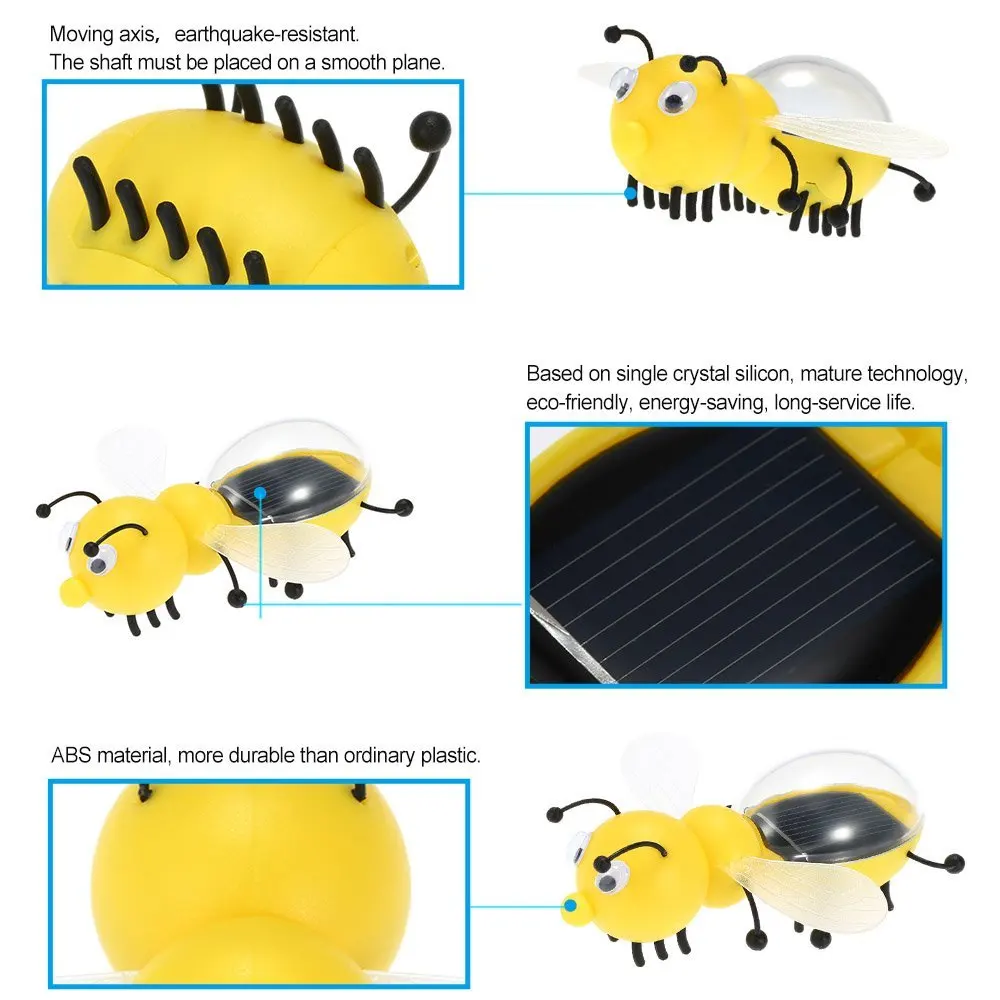 EBOYU Cute Solar Bee Solar Powered Bee Solar Toy Children's Educational Toy