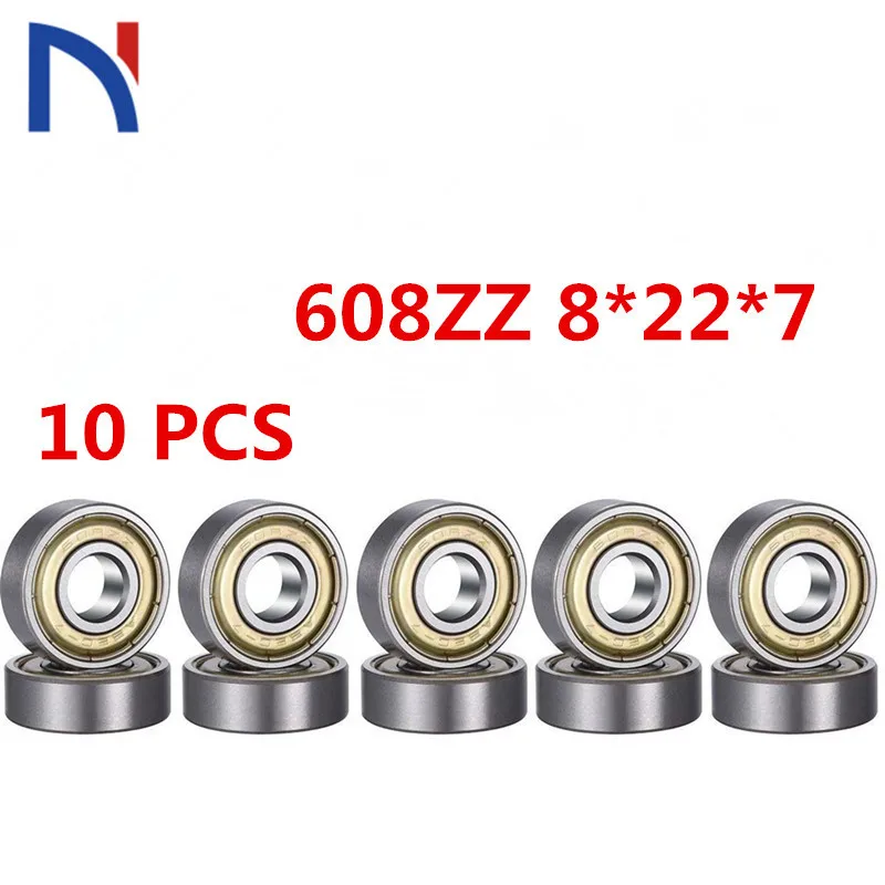 

10pcs Double Shielded Miniature High-carbon Steel Ball Bearing 608ZZ ABEC-5 Deep Groove Ball Bearing 8*22*7mm 608ZZ Ball Bearing