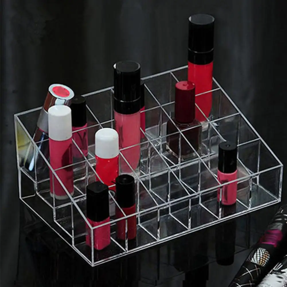 24 Grid Acrylic Makeup Organizer Storage Box Cosmetic Box Lipstick Jewelry Box Case Holder Display Stand make up organizer