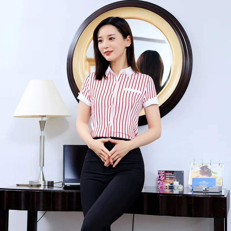 

Short Sleeve Summer Waitress Uniform Tea House Cafe Restaurant Women Overalls Hot Pot Shop Catering Female Work Costume H2278