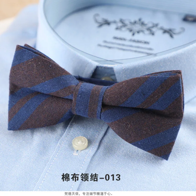 Brand New Mens Fashion Bright Bowtie Check 100% Cotton Soft Striped Double Fracture Butterfly Men Bow Ties Designer Cravat