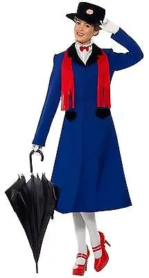 Custimzied Mary Poppins Dress Mary Poppins Cosplay Costume blue long coat+shirt+hat+scarf+gloves 11