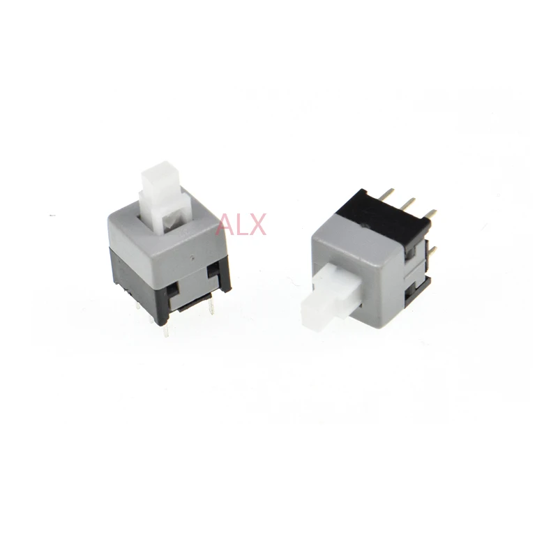 30PCS 8.5X8.5MM 6PIN Self locki push button switch Micro TAcT Key Switch   Self-locking power SWITCH ON/OFF 8.5*8.5 8.5X8.5