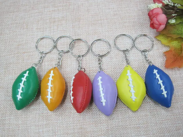 

20pcs Rugby football bag plastic Pendant Rugby ball advertisement keychain small sport key chain fans souvenirs key ring