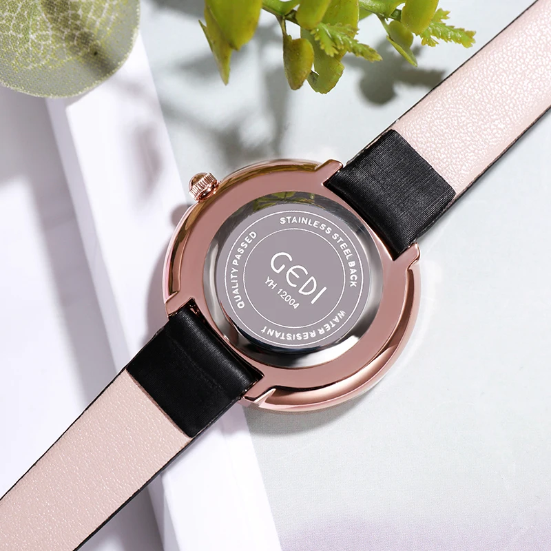 Часы наручные GEDI женские кварцевые, брендовые Роскошные модные наручные с кожаным ремешком, 2019