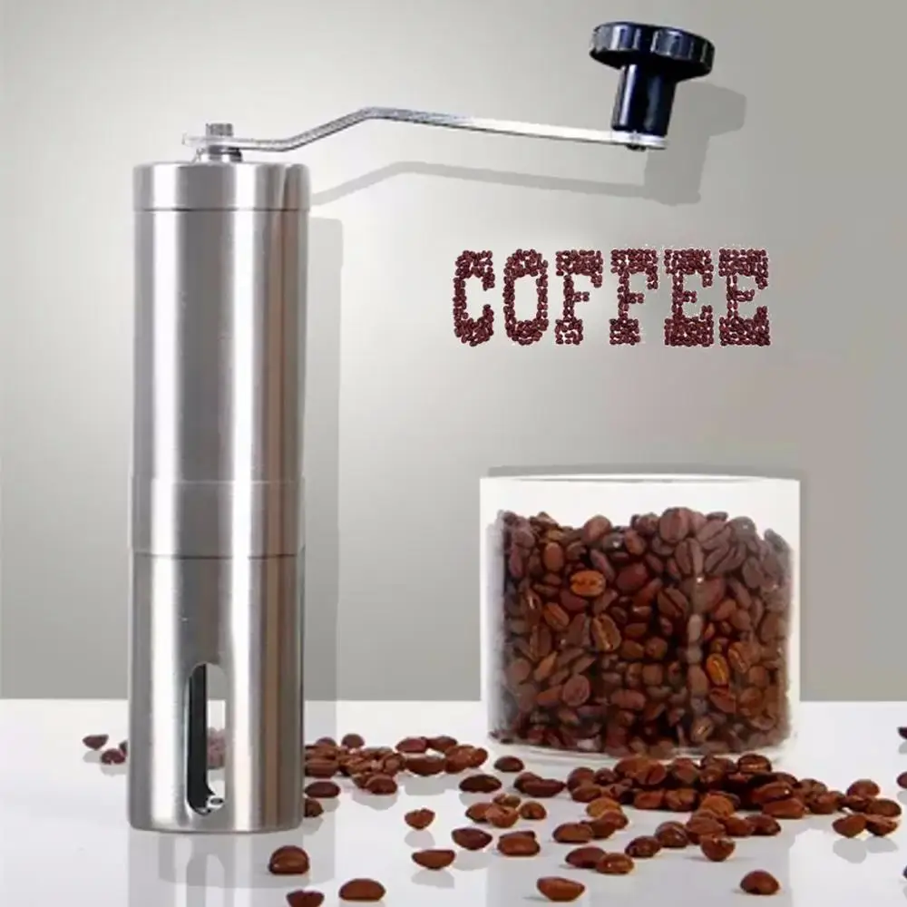 

Free shipping Stainless Steel Silver Manual Coffee Bean Grinder Mill Kitchen Grinding Tool 30g 4.9x18.8cm