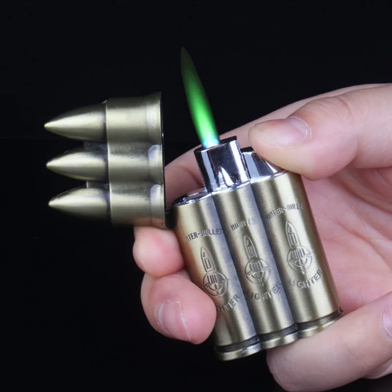 

Creative Lot Bullet Flame Lighter Windproof Butane Gas Straight Lighter Novelty Gadget Military Addictive Fire Gift Smoker