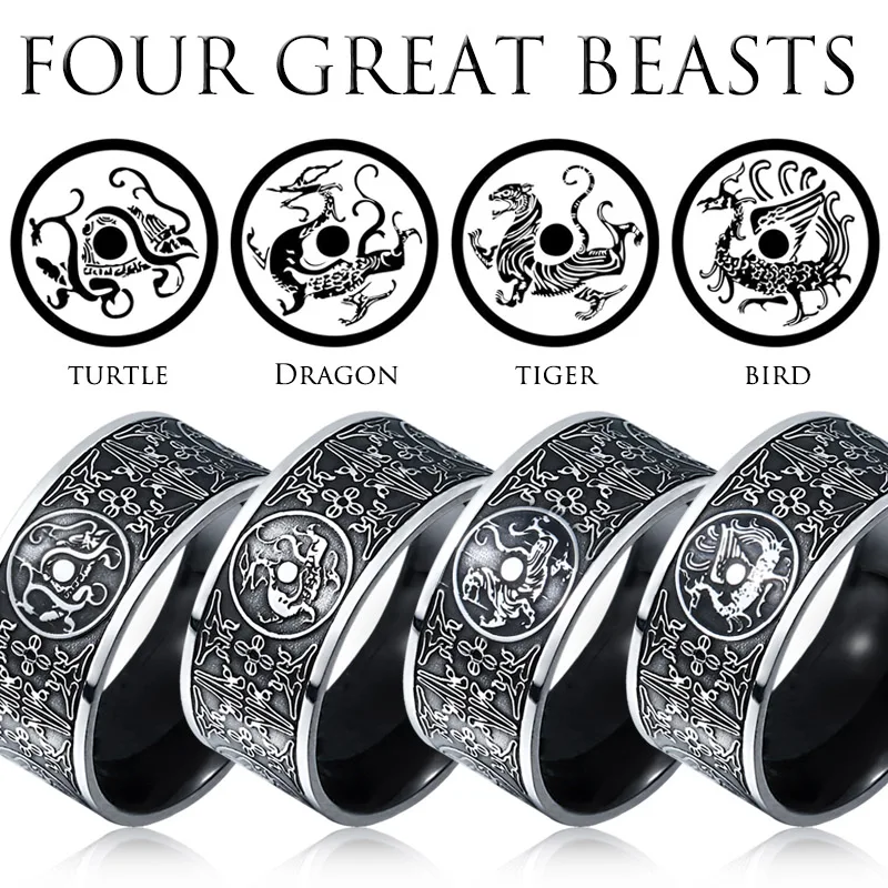 Beier 316L Stainless Steel Nordic Vikings Unique Animal Northern Europe Amulet scandinavian Dragon and tiger ring  jewelry LR386