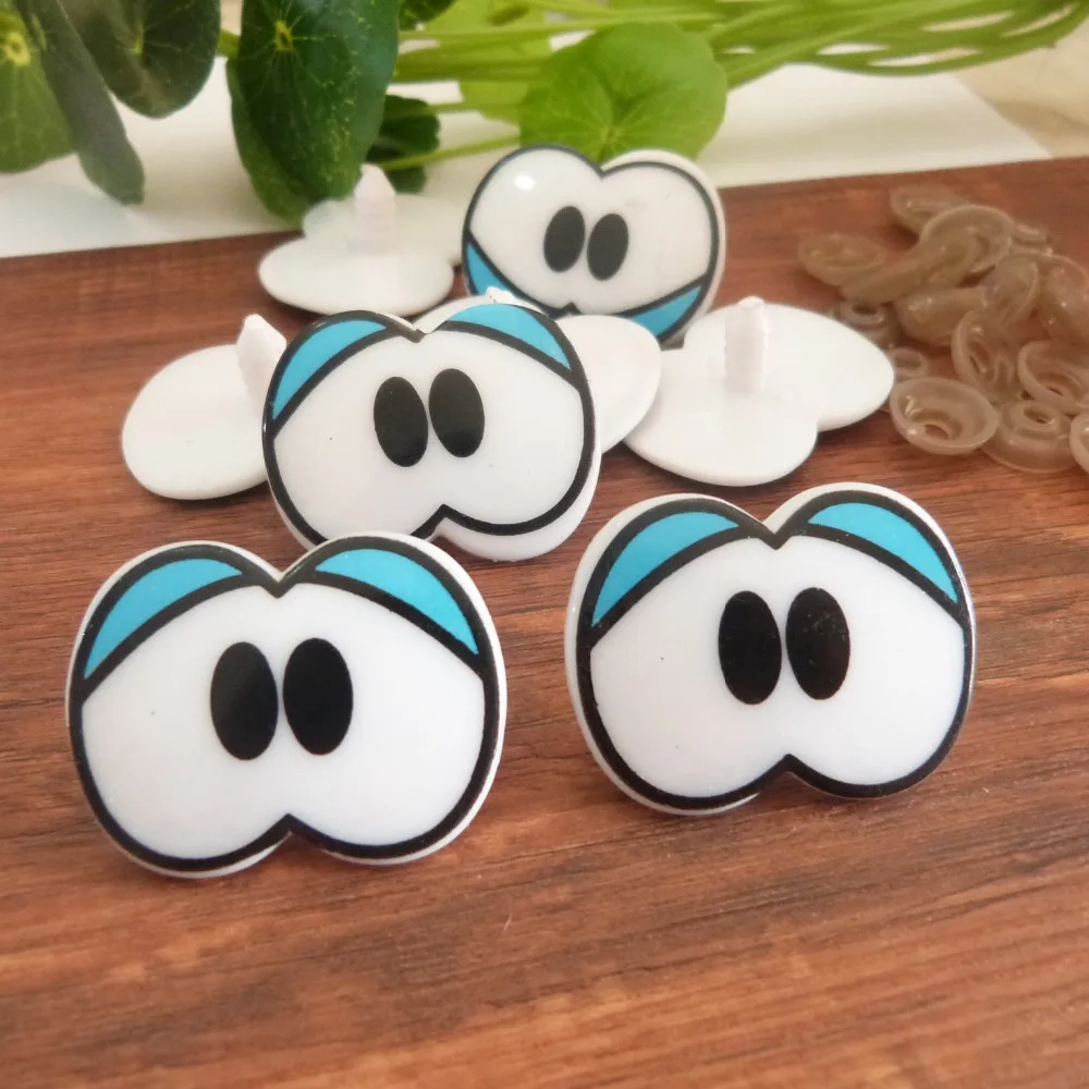 28x38mm Neue Niedliche Bedruckte Augen aus Kunststoff, Sicherheits-Tieraugen & Weiche Unterlegscheiben für DIY-Puppen-Bedarf - 20 Stück - 50 Stück - 100 Stück – Detail 3