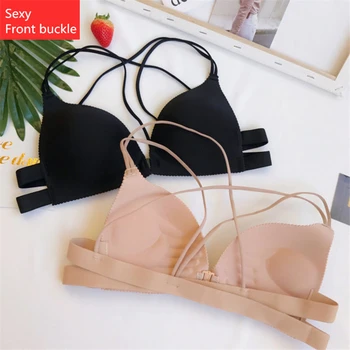 섹시한 Sujetador 프론트 버클 푸시 업 브래지어, 섹시한 스타일 타이타스 un corazón Delgado halter sujetador correas Cruz espalda femenina ropa interior 