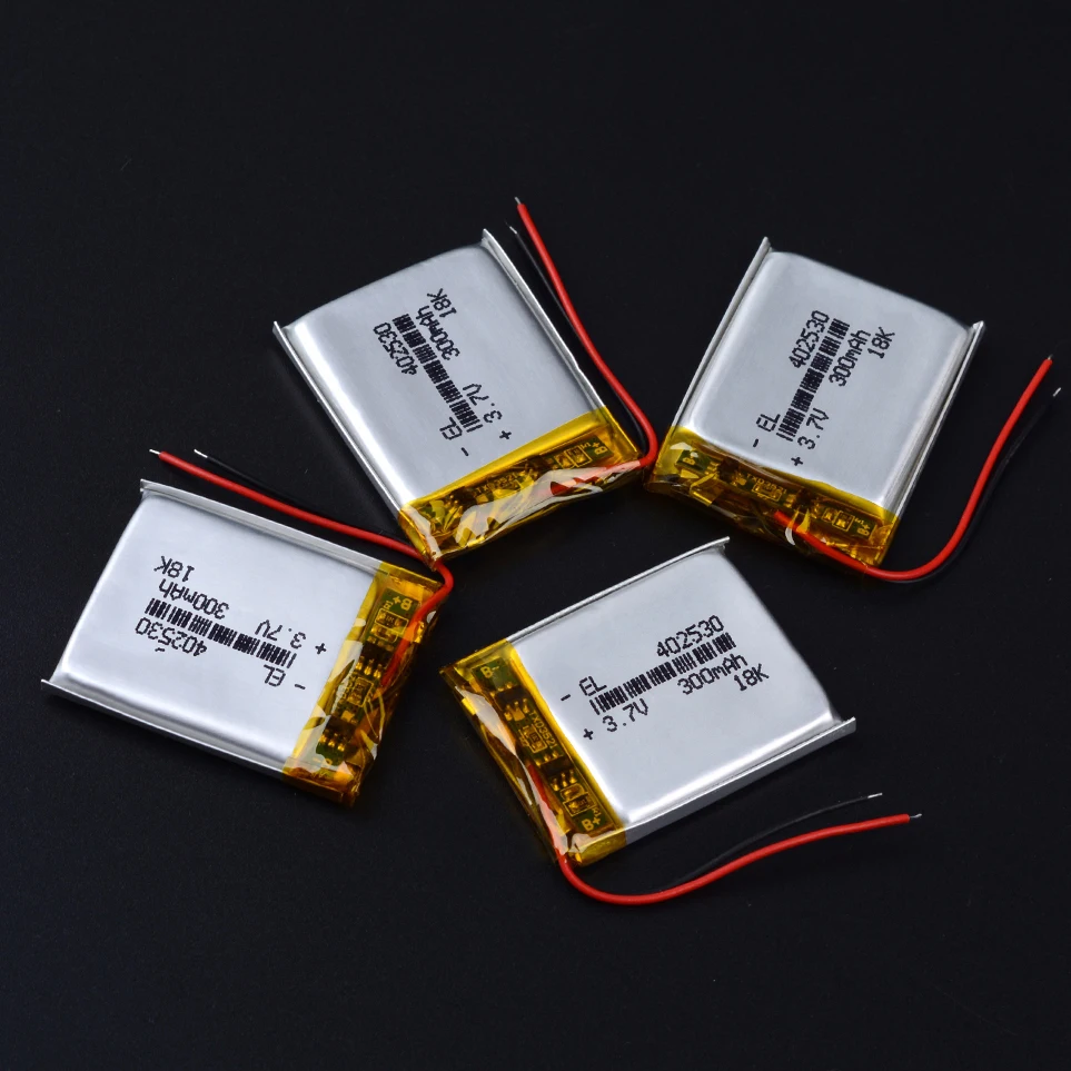 10pcs/Lot 402530 3.7V 300mAh Polymer Li-ion Battery For Bluetooth Headset Bracelet Driving Recorder DVR  MP3/MP4 MP5 042530 GPS