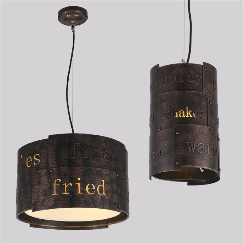 Loft retro creative Through-Carved English alphabet metal LED pendant lamp 90-265V Suspension Lamp for Dinning Room