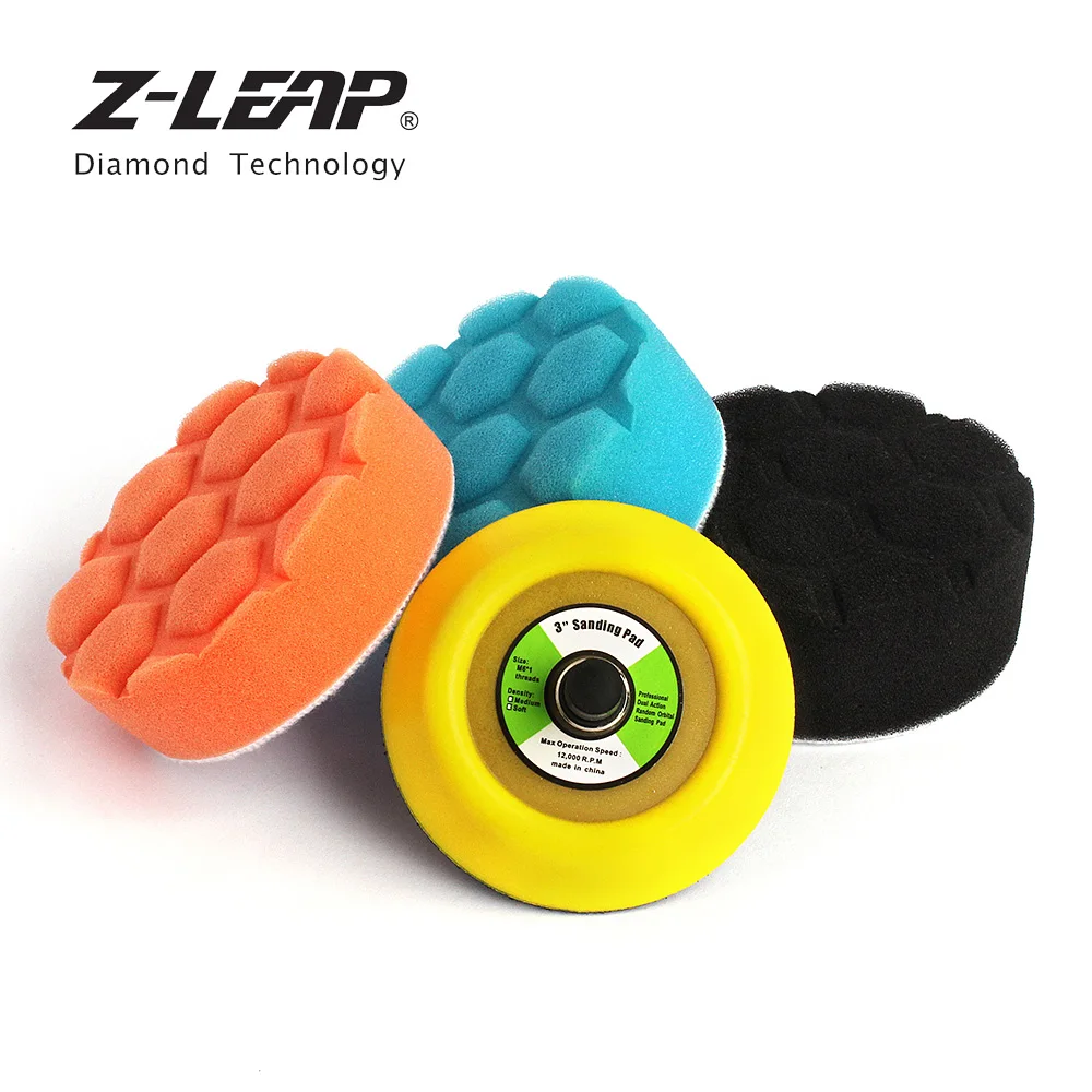 

Z-LEAP 3/4/5 inch Car Foam Sponge Polishing Pads With Backing Pad 5/16"-24 Thread 4pcs Car Polisher Sanding & Buffing & Waxing