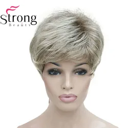 StrongBeauty Krótka, kudłata, warstwowa blond Ombre Klasyczna czapka Pełna peruka syntetyczna Peruki damskie