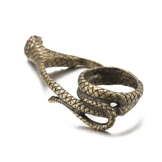 LUBOV Antique Gold Color Metal Snake Rings Two-Fingers Rings Vintage Women Party Jewelry 2019 New