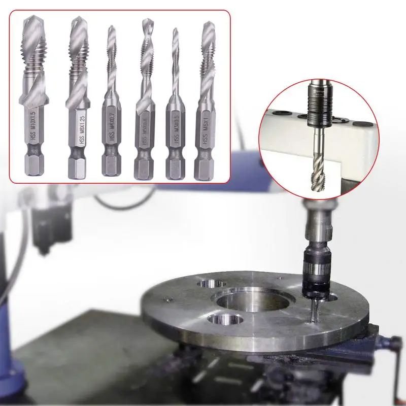 Hand Tap Drill Hex Shank HSS Screw Spiral Point Thread Metric Plug Drill Bits M3 M4 M5 M6 M8 M10 Hand Tools