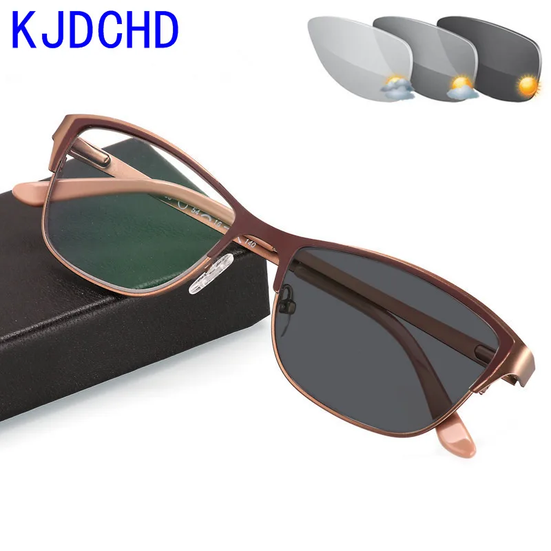 

2022 New fashion Titanium alloy sunglasses for women transition photochromic reading glasses presbyopia diopters glasses