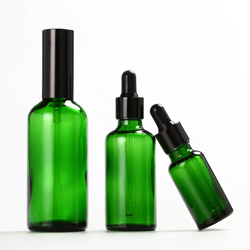 12-30PCS 5ML-50ML Green Glass Bottle Facial Cream Bottle High-grade Essence Lotion containers Toner Essence Perfum Bottles