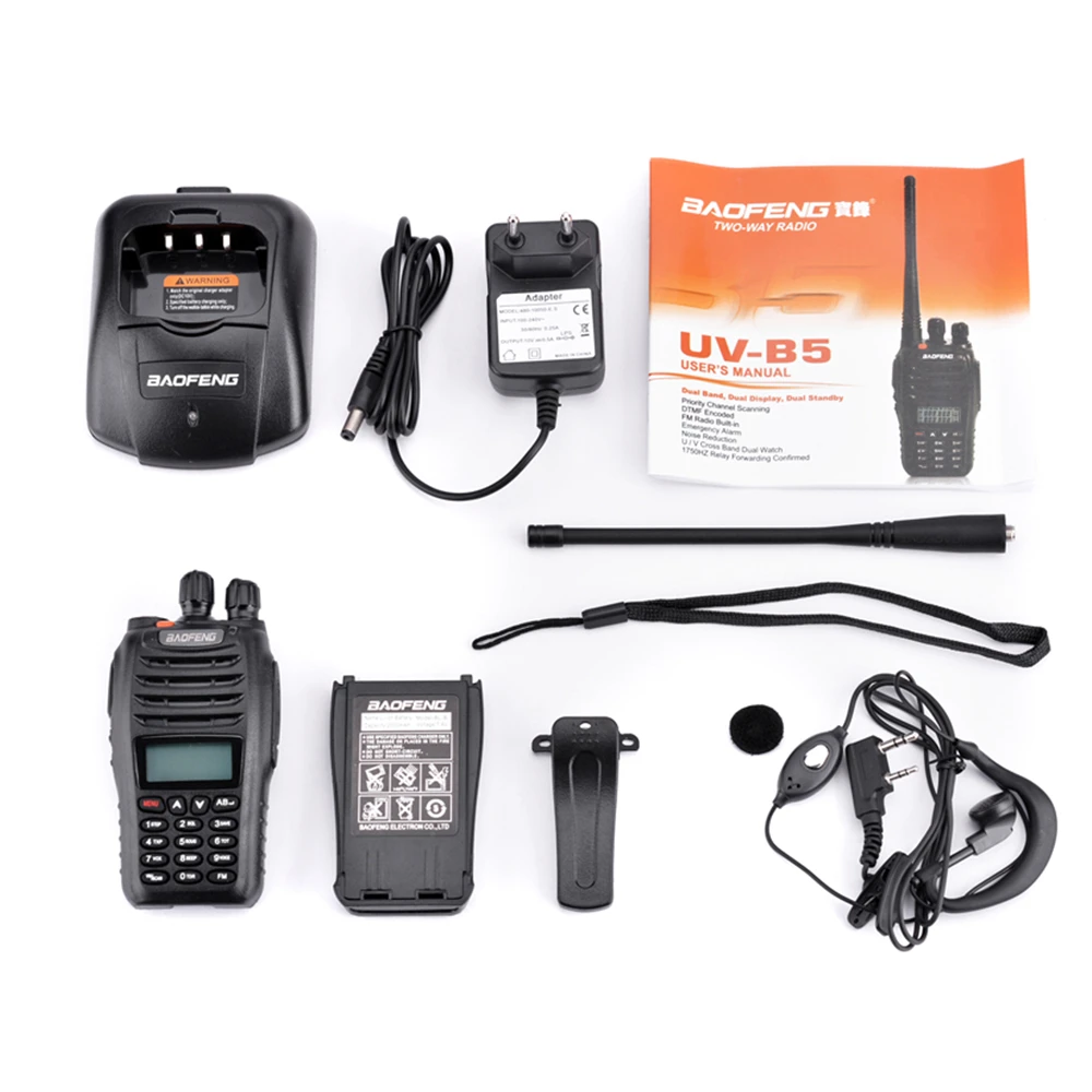 100% Original Baofeng UV-B5 Two Way Radio Station VHF UHF 5W 99CH Ham Radio FM Transmitter Handheld Walkie Talkie B5 Transceiver