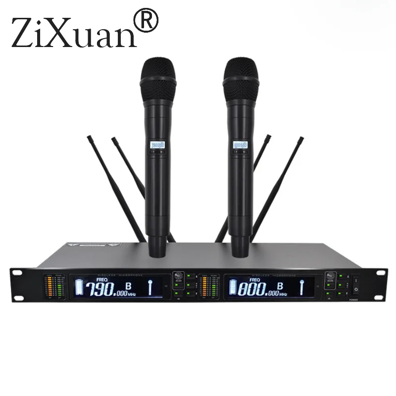 

Wireless Microphone System Professional 300 meters Four Channel UHF Dynamic Pro 2 Handheld Mic Karaoke Party Stage