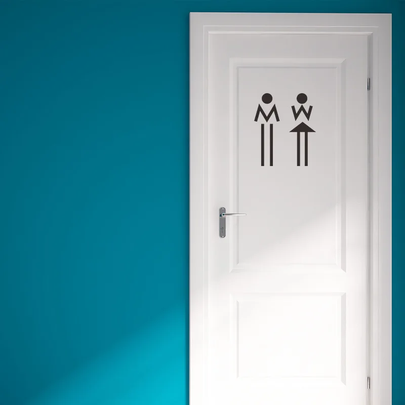 Creative Man&Woman Bathroom Door Sticker Toilet Sign Background Home Decoration Wallpaper Removable Individuality Wall Stickers