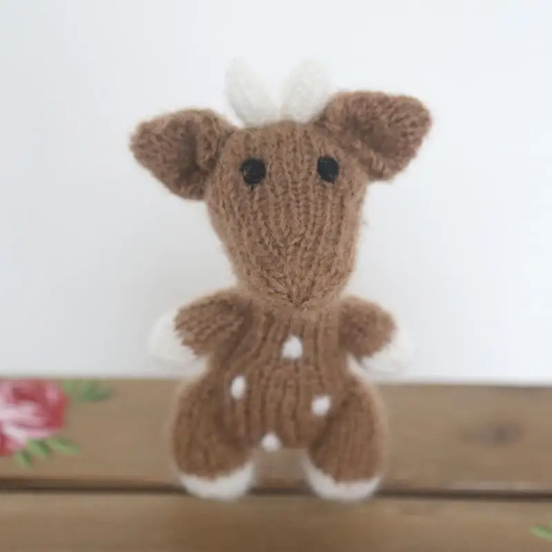 

Baby Christmas Reindeer Toy Mohair Knitted Baby Toys Crochet Animated Animal Photography Prop Animal Doll Crochet Deer Props
