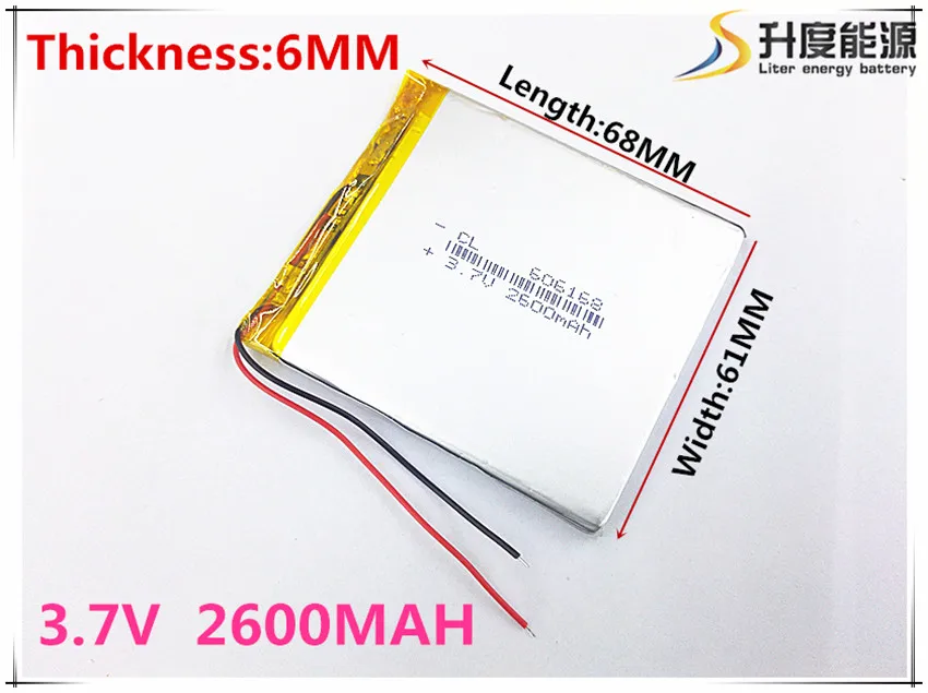 Size 606168 3.7V 2600mah Lithium polymer Battery with Protection Board For PDA Tablet PCs Digital Products