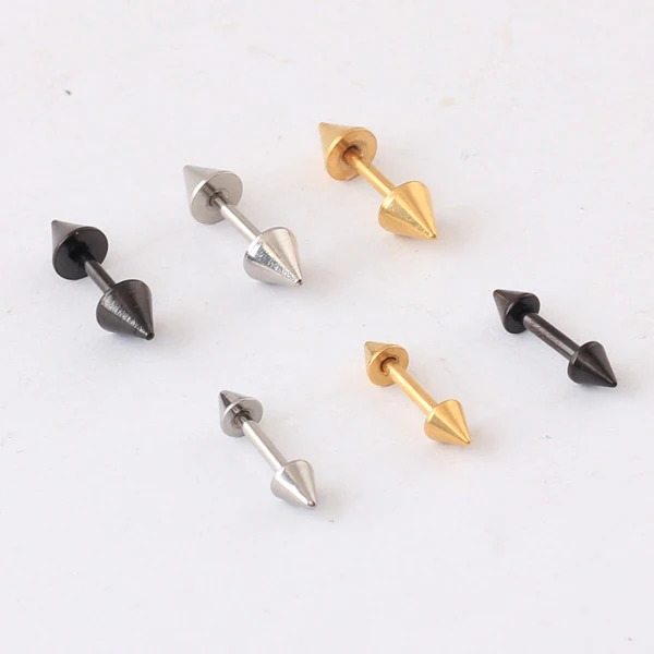 1Pair Fashion Punk Rock Rivet Spike Stainless Steel Mens Womens Stud Earrings