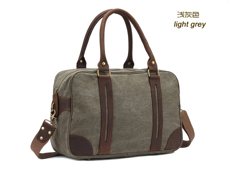 Unisex Vintage Crazy Horse Leather Canvas Men Duffel Bag Leather travel bag Women Boston tote bag overnight Bag Shipping M312-S