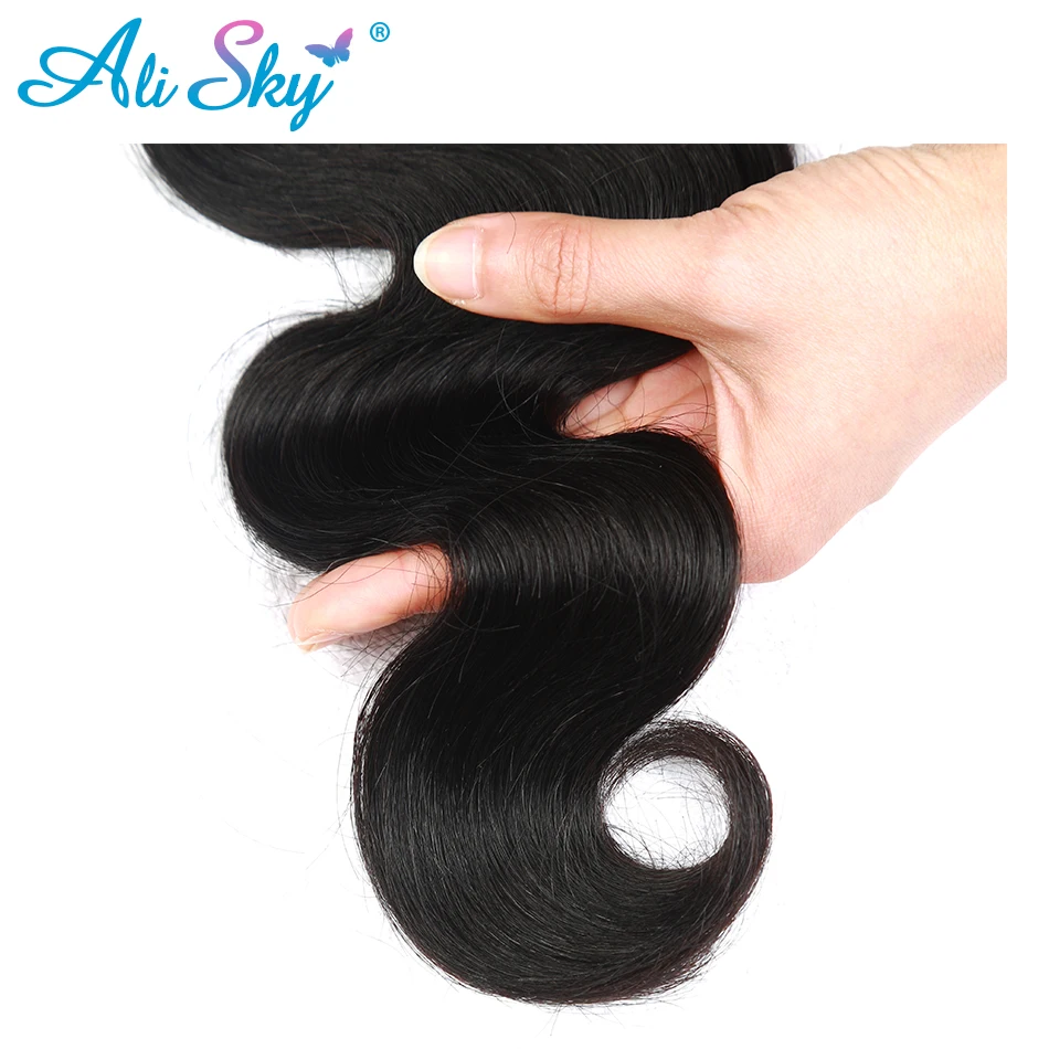 Ali Sky Body Wave Bundels Met Sluiting Braziliaanse Haar Bundels Met Frontale Menselijk Haar Frontale Met Bundel Remy Hair Extensions