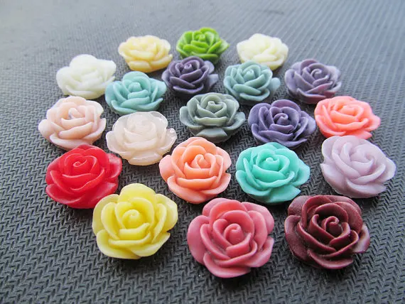 100pcs 19mm Mixed Colors Rose Blank Flatback Resin Cabochon Charm Finding,Phone Decoration Kit,DIY Accessory Jewellery Making