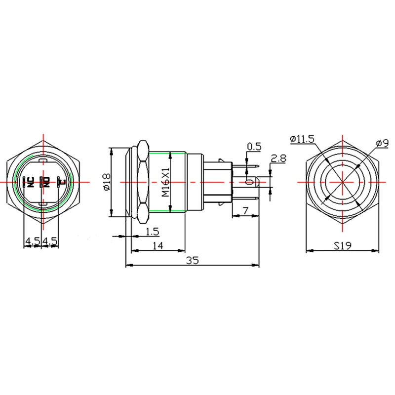 LED Locking 16mm Waterproof Metal Push Button Switch maintained metal switch Latching push button 5V 12V 220V