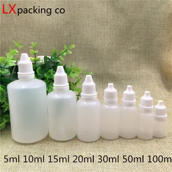 100PCS 5ML 10ML 15ML 20ML 50ML 100ML PE Plastic Perfumes Empty Packaging Water Bottles Dropper Small Container Free Shipping