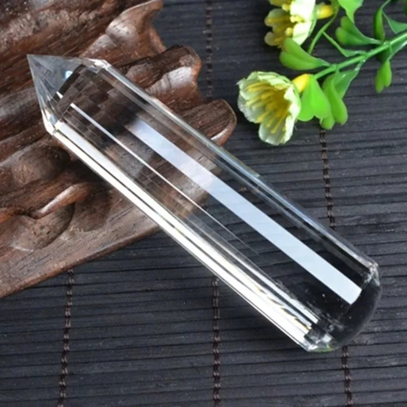 Natural white crystal single pointed polyhedron crystal magic rod healing