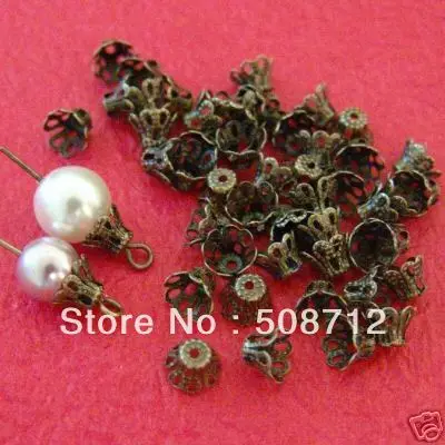 

Free shipping!!2000pcs/lot 7mm antique filigree bronze bead caps Lead and nickel free fit 8mm beads