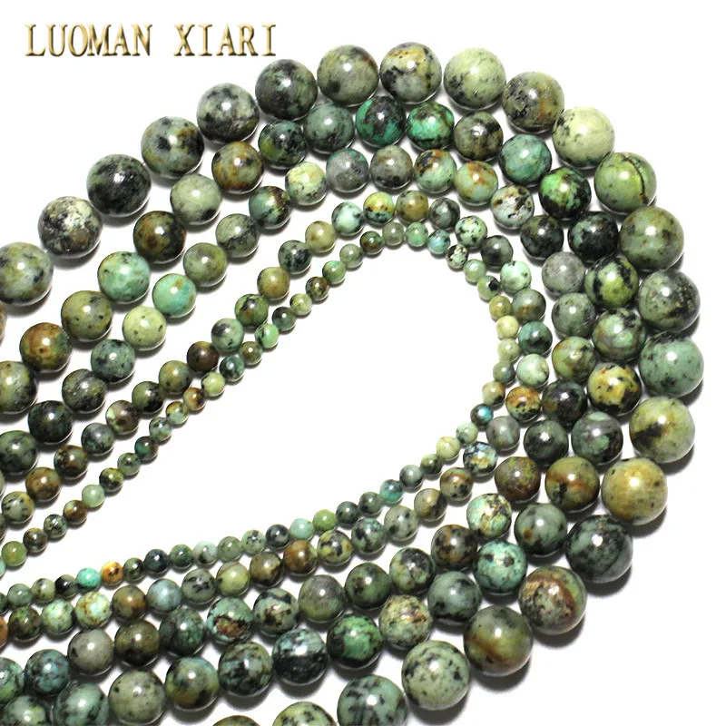 AAA + Natuurlijke Ronde Vorm Natuurlijke Afrikaanse Turkoois Stone Ronde Losse Kralen Voor Sieraden DIY Armband Maken 4mm 6mm 8mm 10mm 12mm